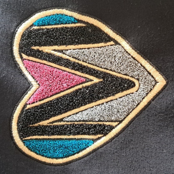 Maje Metallic Embroidered Logo M Black Cropped Sweatshirt - Picture 3 of 7